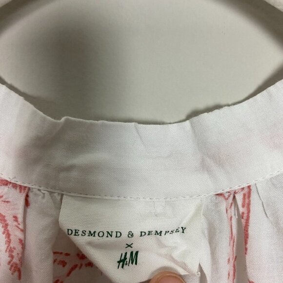 H&M Desmond & Dempsy Palm Tree Tropical Tiered Midi Dress Sleeveless Vacation - Picture 3 of 7